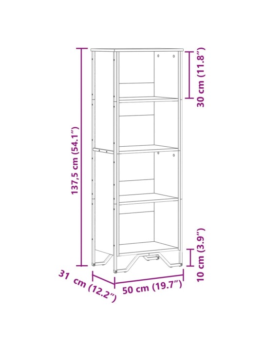 Raamatualus, hall sonoma tamm, 50 x 31 x 137,5 cm, tehispuit