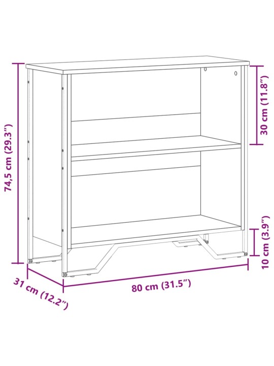 Raamatualus, must, 80x31x74,5 cm, tehispuit