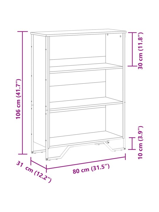 Raamatualus, sonoma tamm, 80x31x106 cm, tehispuit