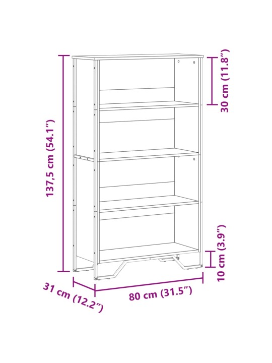 Raamatualus, hall sonoma tamm, 80x31x137,5 cm, tehispuit