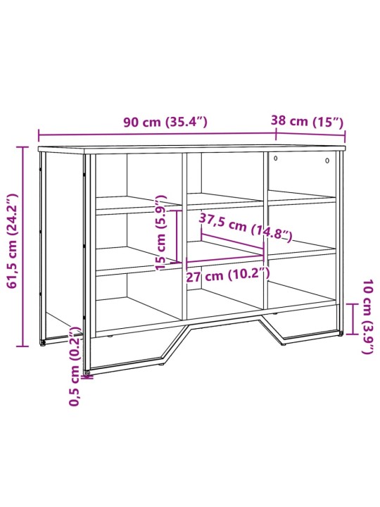 Kingakapp, suitsutatud tamm, 90x38x61,5 cm, tehispuit