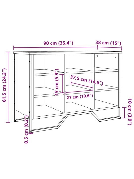 Jalatsikapp, hall sonoma tamm, 90x38x61,5 cm, tehispuit