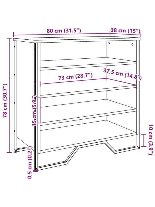 Kingakapp, suitsutatud tamm, 80 x 38 x 78 cm, tehispuit