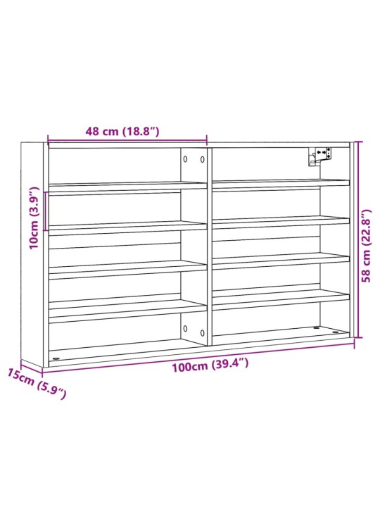 Vitriinkapp, hall sonoma tamm, 100x15x58 cm, tehispuit