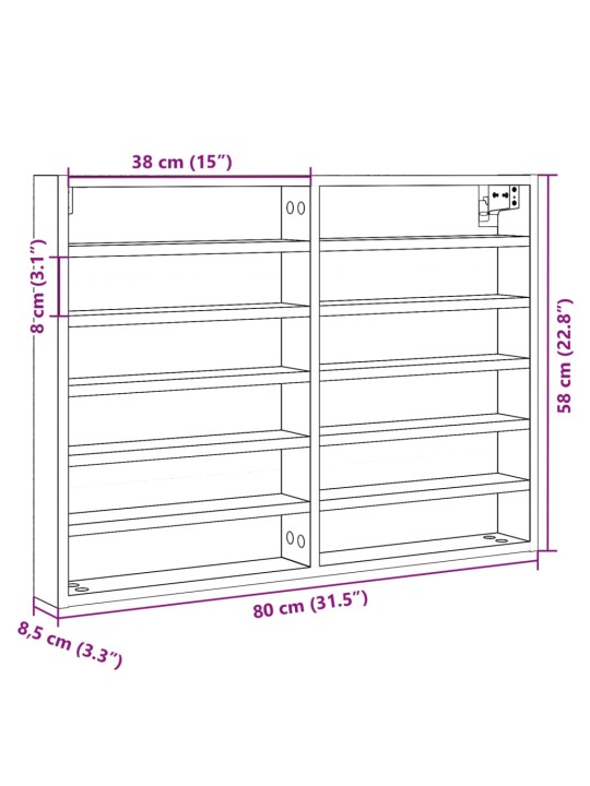 Vitriinkapp, suitsutatud tamm, 80x8,5x58 cm, tehispuit