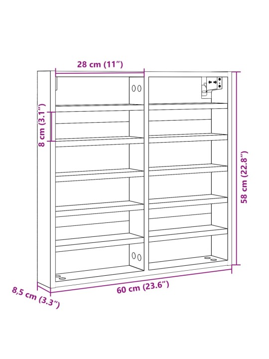 Vitriinkapp betoonhall 60x8,5x58 cm tehispuit