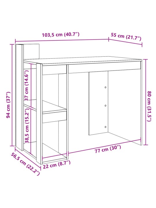 Kontorilaud, valge, 103,5x56,5x94 cm, tehispuit