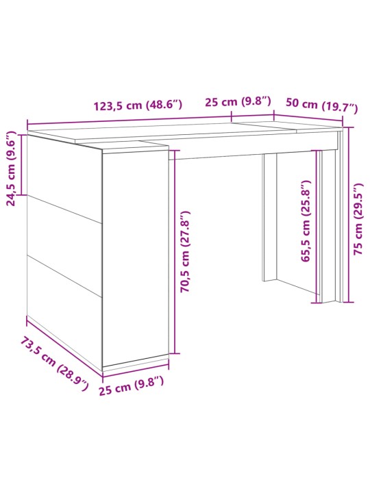 Kontorilaud, valge, 123,5x73,5x75 cm, tehispuit