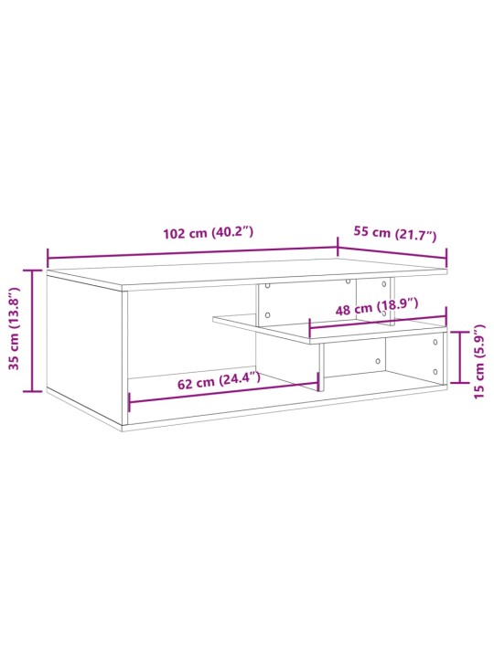 Kohvilaud, suitsutatud tamm, 102x55x35 cm, tehispuit