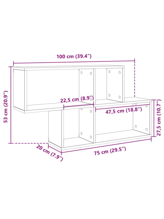 Seinariiul, must, 100x20x53 cm, tehispuit