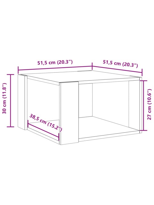 Kohvilaud, hall sonoma tamm, 51,5x51,5x30 cm, tehispuit