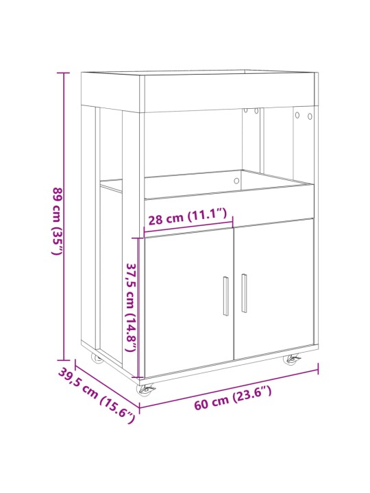 Baarikäru sonoma tamm 60x39,5x89 cm tehispuit