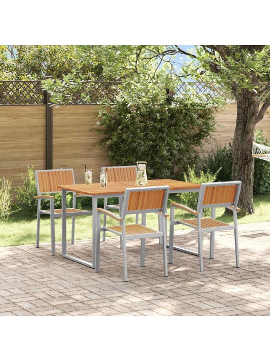 Aia söögilaudade komplekt 5 tk hall ja pruun 140 x 80 x 75 cm