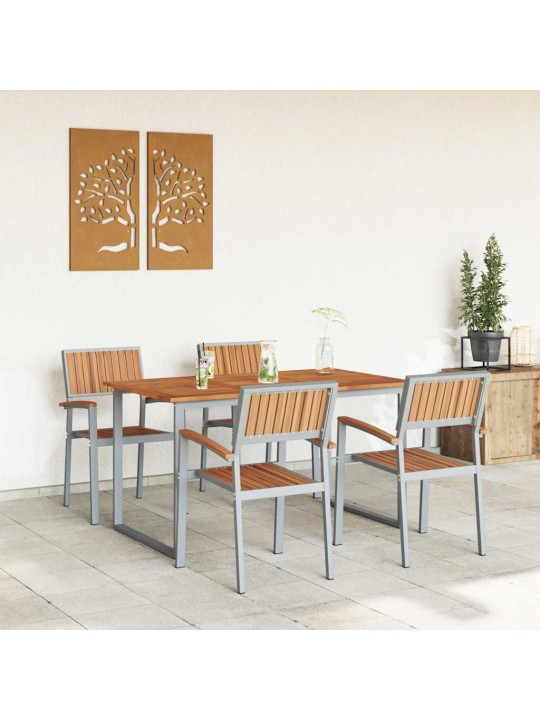 Aia söögilaudade komplekt 5 tk hall ja pruun 140 x 80 x 75 cm