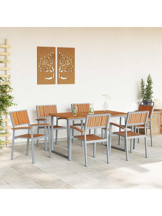 Aia söögilaudade komplekt 7 tk hall ja pruun 140 x 80 x 75 cm