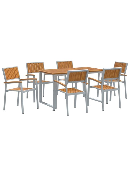 Aia söögilaudade komplekt 7 tk hall ja pruun 140 x 80 x 75 cm