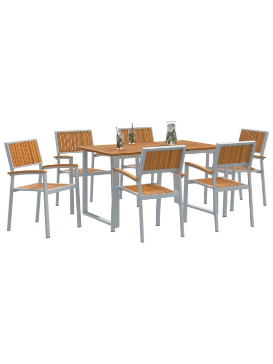 Aia söögilaudade komplekt 7 tk hall ja pruun 140 x 80 x 75 cm