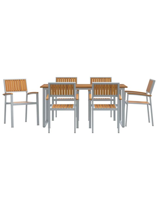 Aia söögilaudade komplekt 7 tk hall ja pruun 160 x 80 x 75 cm