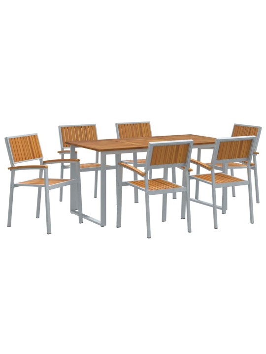 Aia söögilaudade komplekt 7 tk hall ja pruun 160 x 80 x 75 cm