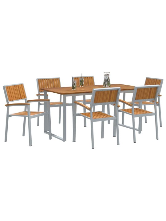 Aia söögilaudade komplekt 7 tk hall ja pruun 160 x 80 x 75 cm