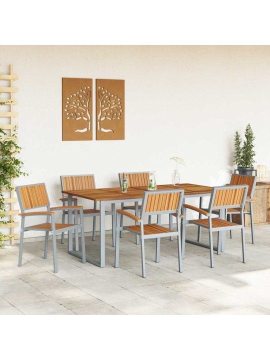 Aia söögilaudade komplekt 7 tk hall ja pruun 180 x 90 x 75 cm