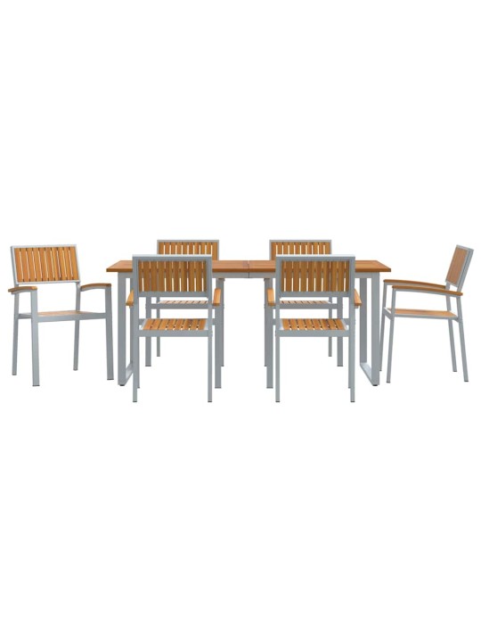 Aia söögilaudade komplekt 7 tk hall ja pruun 180 x 90 x 75 cm