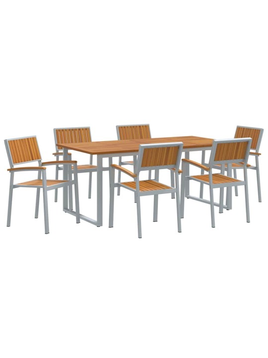 Aia söögilaudade komplekt 7 tk hall ja pruun 180 x 90 x 75 cm