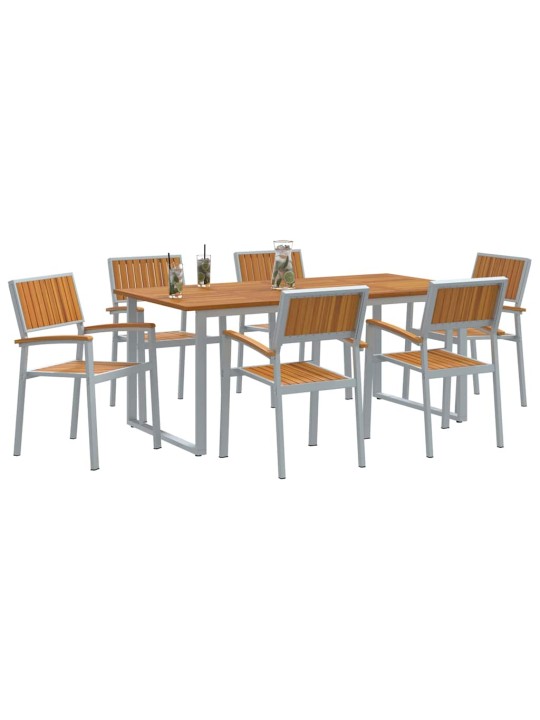 Aia söögilaudade komplekt 7 tk hall ja pruun 180 x 90 x 75 cm