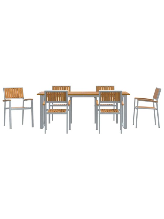 Aia söögilaudade komplekt 7 tk hall ja pruun 200 x 90 x 75 cm