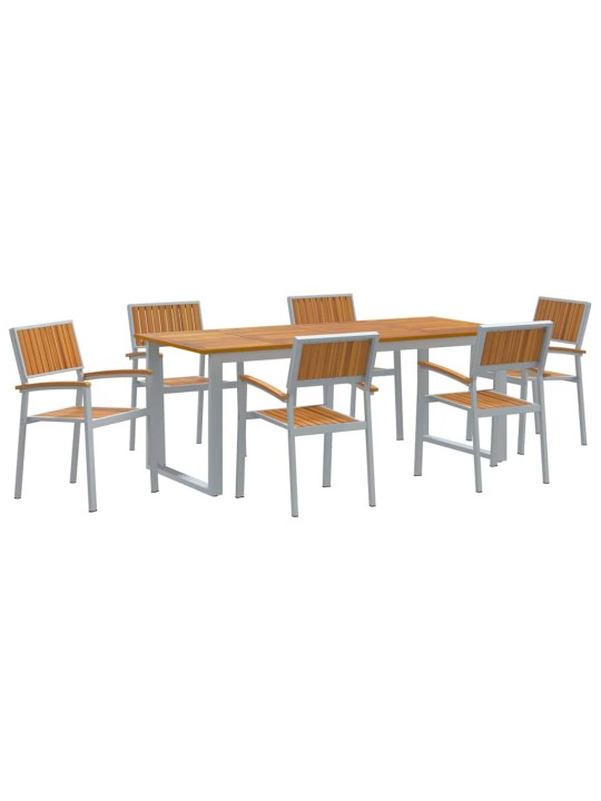 Aia söögilaudade komplekt 7 tk hall ja pruun 200 x 90 x 75 cm