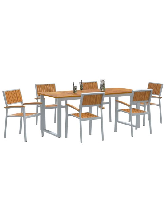 Aia söögilaudade komplekt 7 tk hall ja pruun 200 x 90 x 75 cm