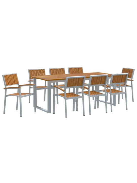 Aia söögilaudade komplekt 9 tk hall ja pruun 200 x 90 x 75 cm