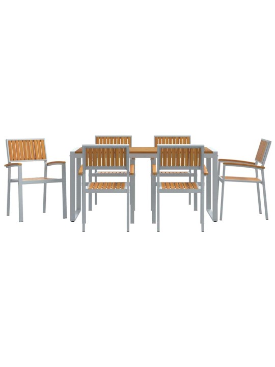 Aia söögilaudade komplekt 7 tk hall ja pruun 160 x 80 x 75 cm