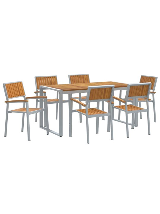 Aia söögilaudade komplekt 7 tk hall ja pruun 160 x 80 x 75 cm