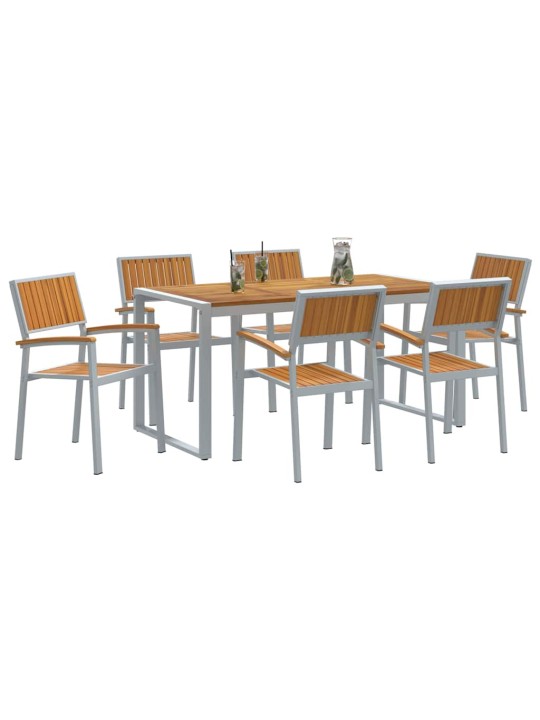Aia söögilaudade komplekt 7 tk hall ja pruun 160 x 80 x 75 cm