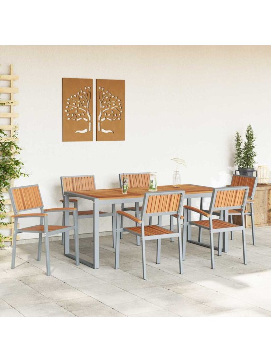 Aia söögilaudade komplekt 7 tk hall ja pruun 180 x 90 x 75 cm
