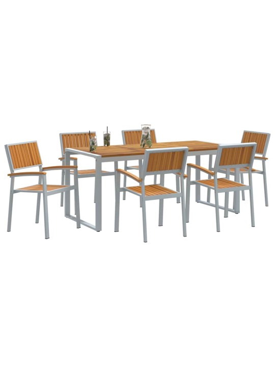Aia söögilaudade komplekt 7 tk hall ja pruun 180 x 90 x 75 cm