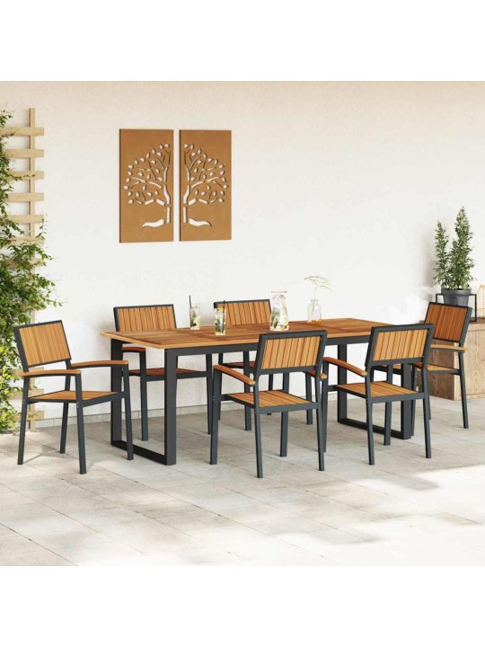 Aia söögilaudade komplekt 7 tk must ja pruun 200 x 90 x 75 cm
