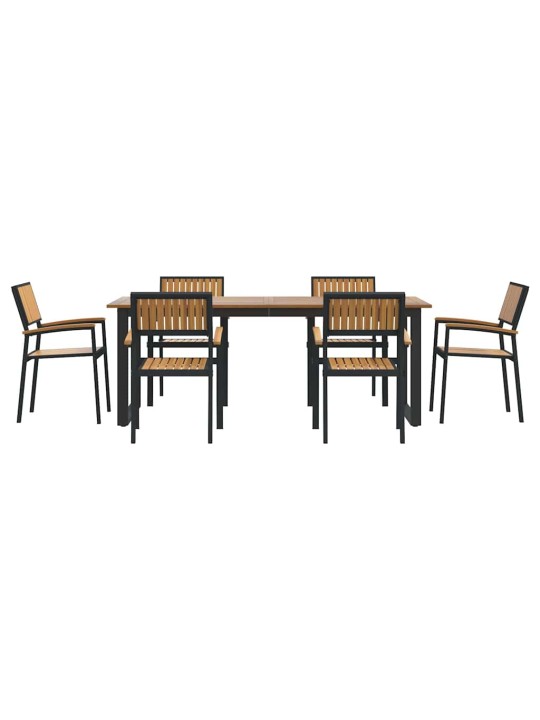 Aia söögilaudade komplekt 7 tk must ja pruun 200 x 90 x 75 cm