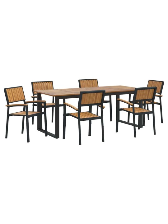 Aia söögilaudade komplekt 7 tk must ja pruun 200 x 90 x 75 cm