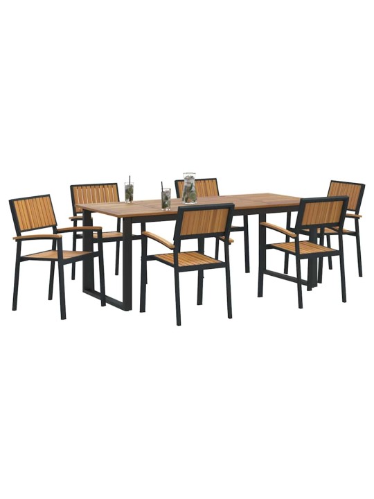 Aia söögilaudade komplekt 7 tk must ja pruun 200 x 90 x 75 cm