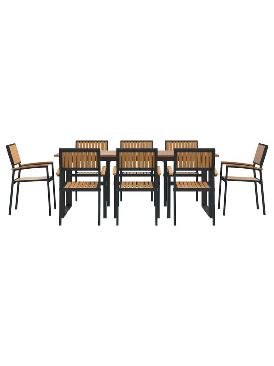 Aia söögilaudade komplekt 9 tk must ja pruun 200 x 90 x 75 cm