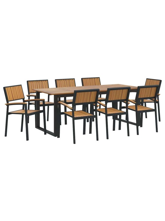 Aia söögilaudade komplekt 9 tk must ja pruun 200 x 90 x 75 cm