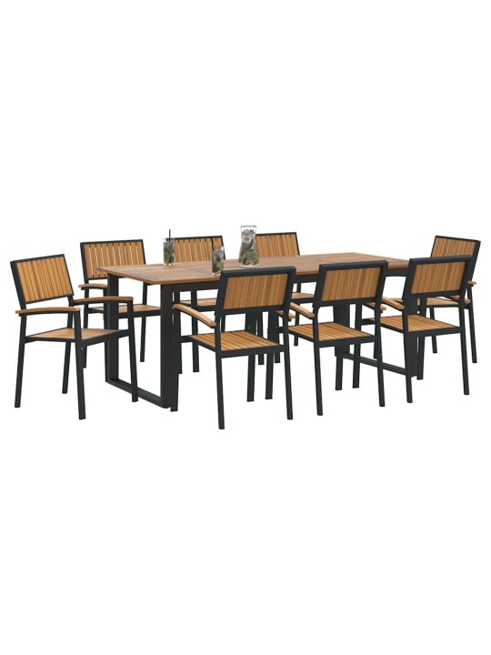 Aia söögilaudade komplekt 9 tk must ja pruun 200 x 90 x 75 cm
