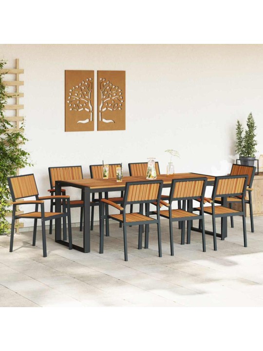 Aia söögilaudade komplekt 9 tk must ja pruun 200 x 90 x 75 cm
