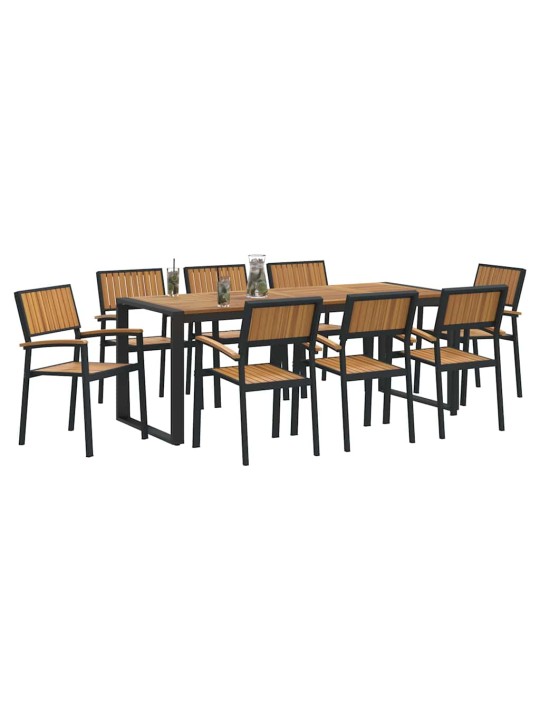 Aia söögilaudade komplekt 9 tk must ja pruun 200 x 90 x 75 cm