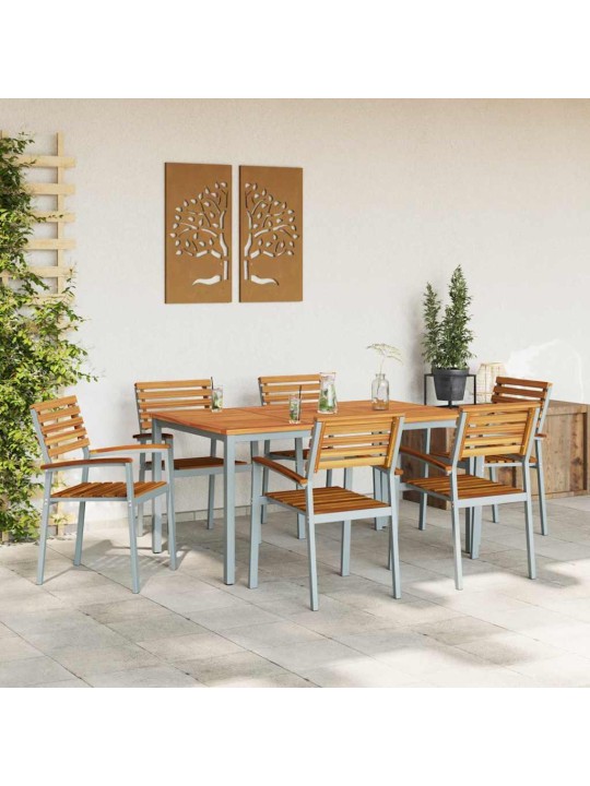 Aia söögilaudade komplekt 7 tk hall ja pruun 150 x 90 x 75 cm