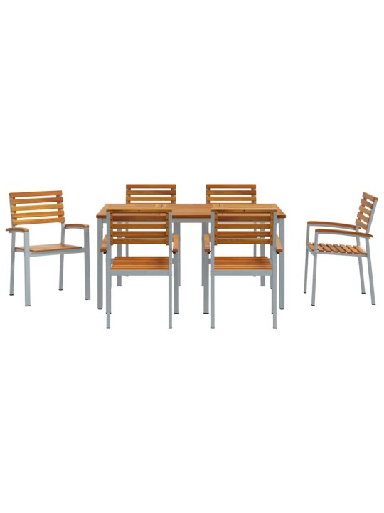 Aia söögilaudade komplekt 7 tk hall ja pruun 150 x 90 x 75 cm