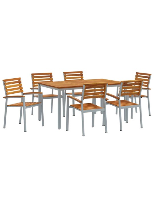 Aia söögilaudade komplekt 7 tk hall ja pruun 150 x 90 x 75 cm