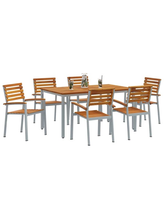 Aia söögilaudade komplekt 7 tk hall ja pruun 150 x 90 x 75 cm